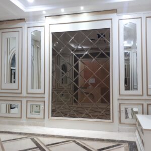 Cermin Bevel Wajik Brown