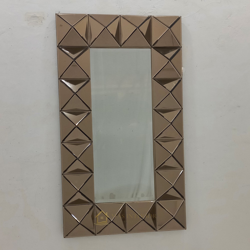 Cermin Dinding Diamond 3D Brown 140 x 80 cm