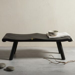 Bangku Gelombang Hitam Kayu Suar 119x40x45cm