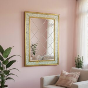 Cermin Bevel Wajik Frame Kristal Gold 150 x 100 cm MI 0101001