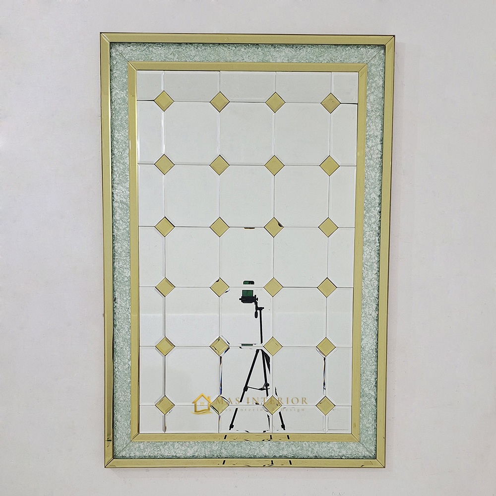 Cermin Bevel Frame Kristal Gold 150 x 100 cm MI 0101002