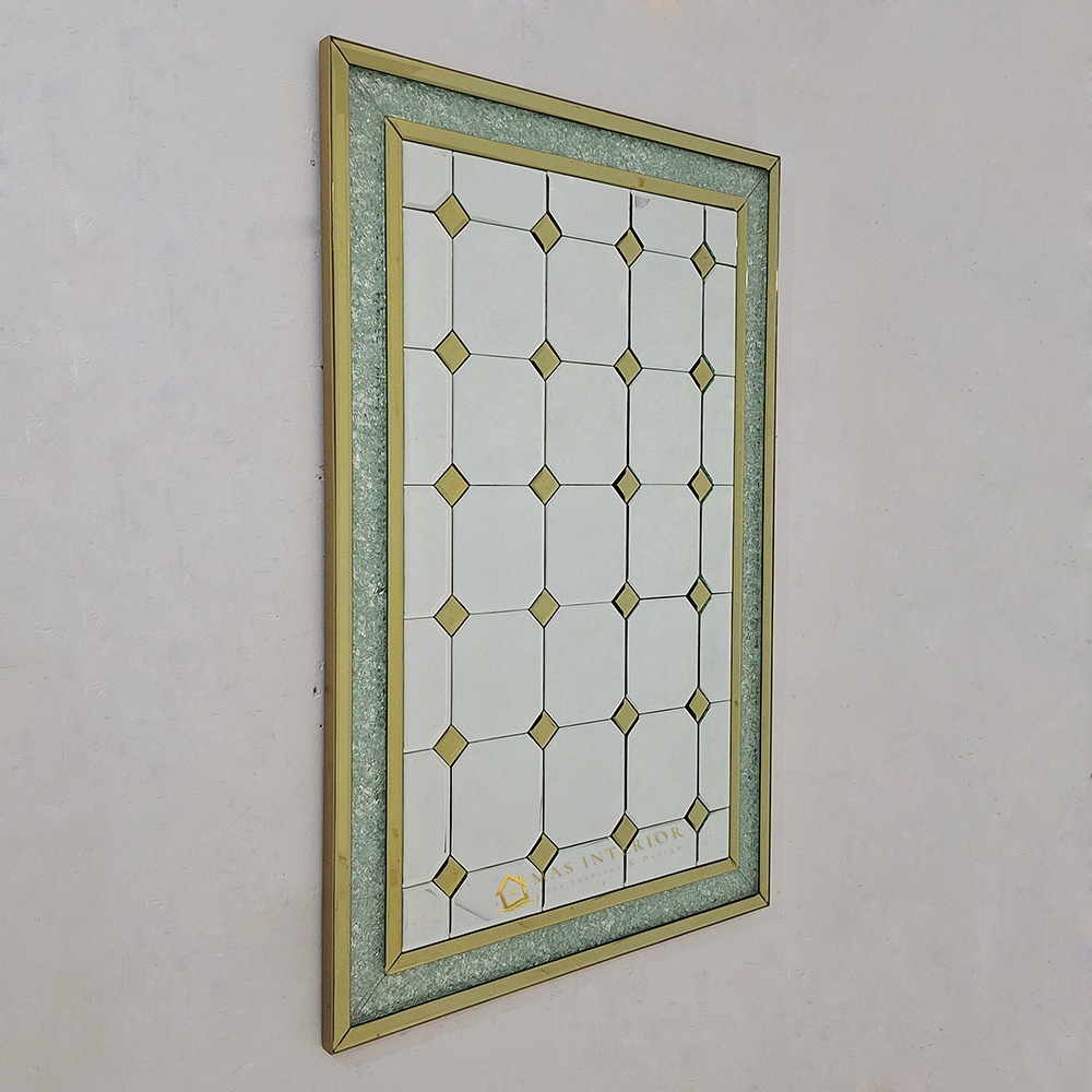 Cermin Bevel Frame Kristal Gold 150 x 100 cm MI 0101002