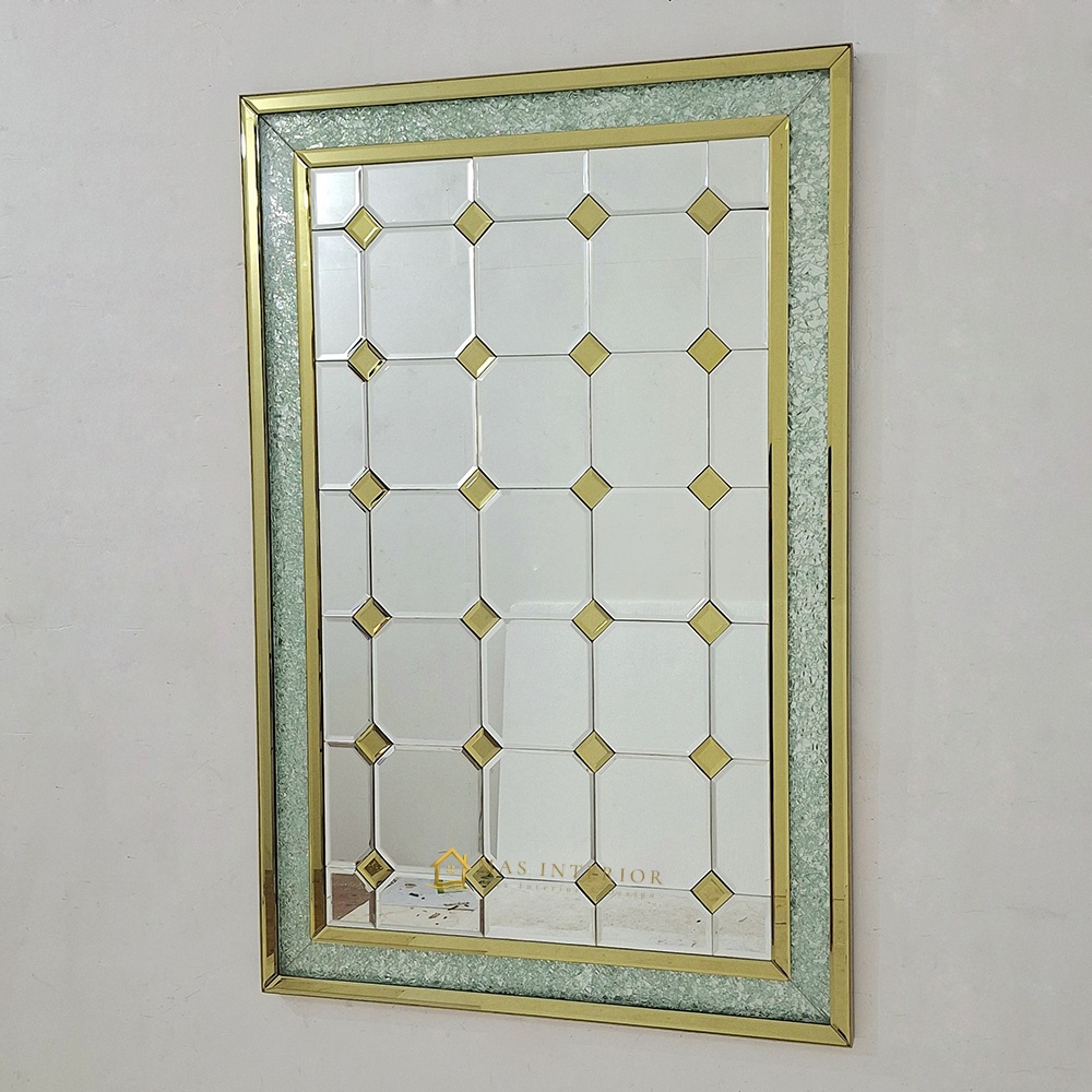 Cermin Bevel Frame Kristal Gold 150 x 100 cm MI 0101002