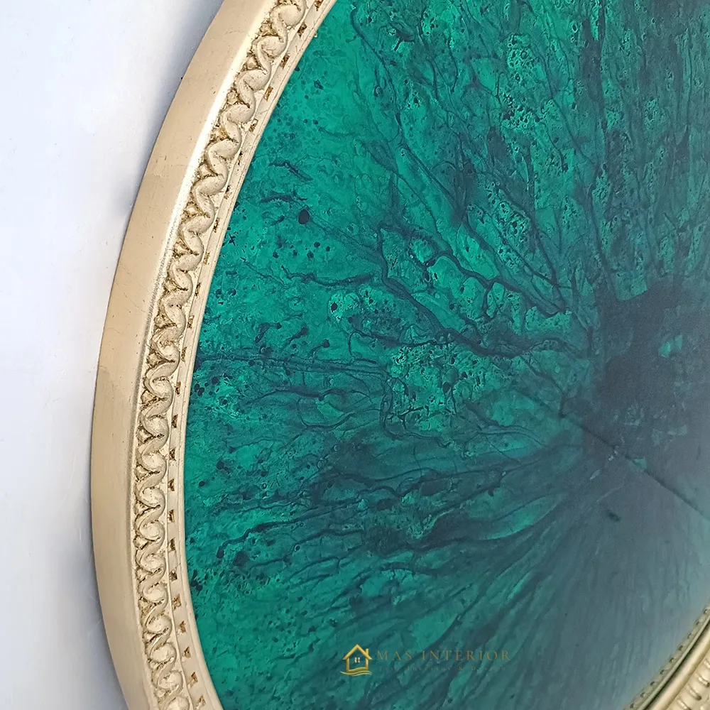 Cermin Cembung Hijau Bingkai Kayu 90 x 90 cm MI 0102001