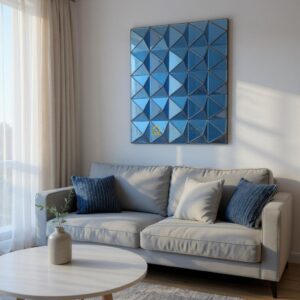 Cermin Dekorasi Dinding 3D Blue 91 x 91 cm