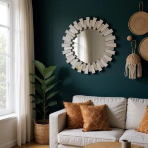Cermin Dinding Modern Bulat Matahari Silver 100 x 100 cm MI 0101026