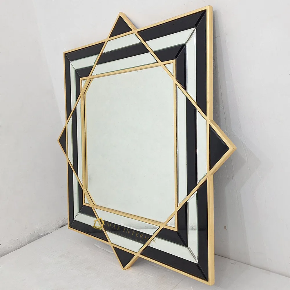 Cermin Dinding Modern List Hitam 120 x 120 cm MI 0101029
