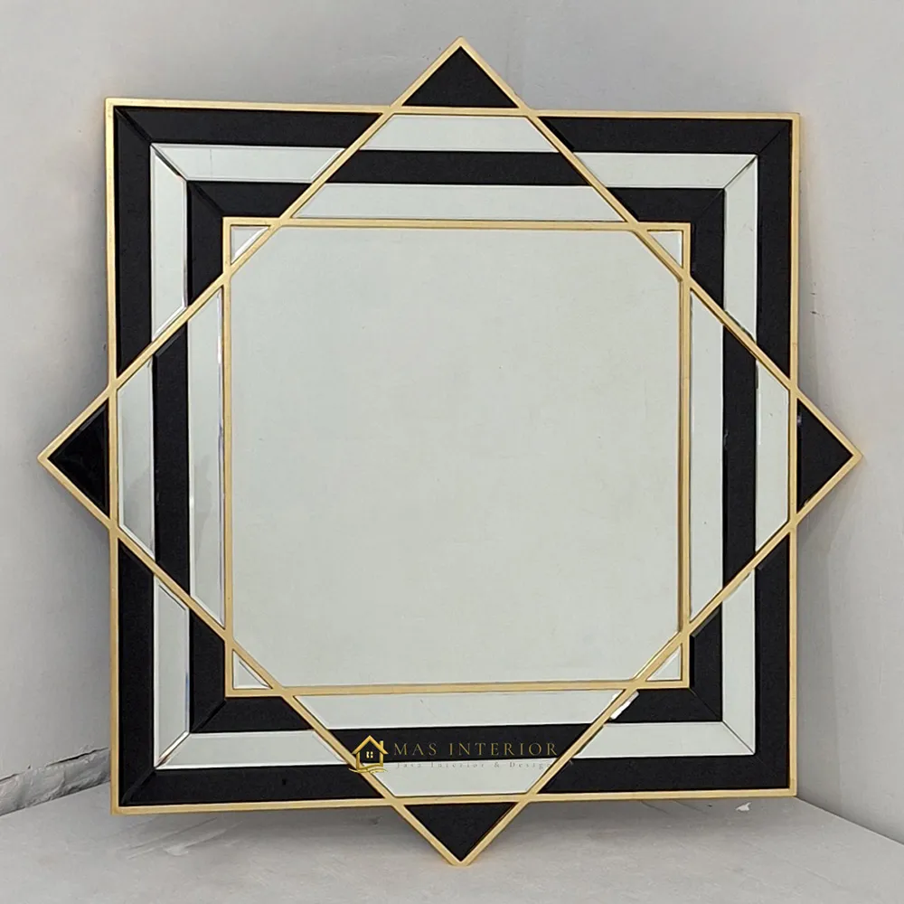 Cermin Dinding Modern List Hitam 120 x 120 cm MI 0101029
