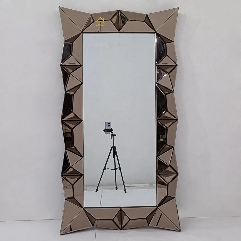 Cermin Dinding Persegi Panjang 3D Brown 150x80cm MI 0101008