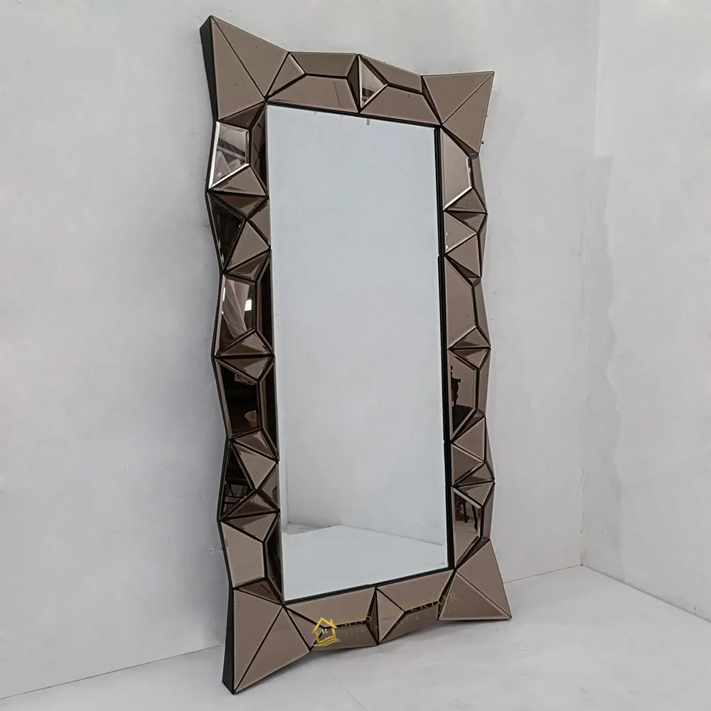Cermin Dinding Persegi Panjang 3D Brown 150x80cm MI 0101008
