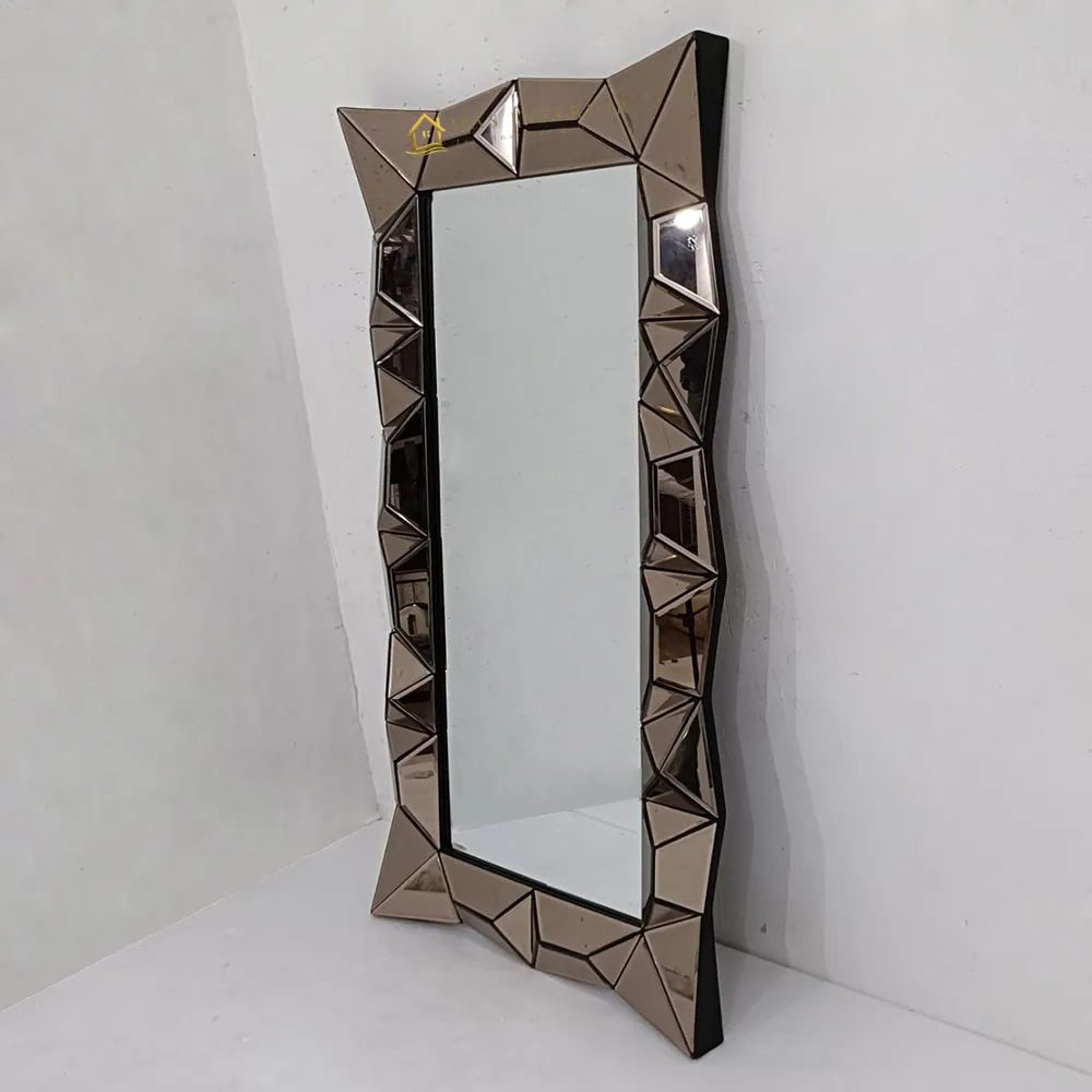 Cermin Dinding Persegi Panjang 3D Brown 150x80cm MI 0101008