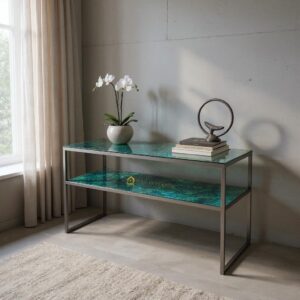 Meja Kosul Cermin Kristal Green 140 x 40 x 80cm