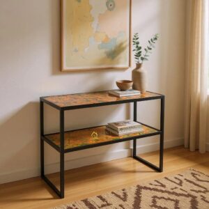 Meja Kosul Cermin Kristal Orange 80 x 35 x 81cm