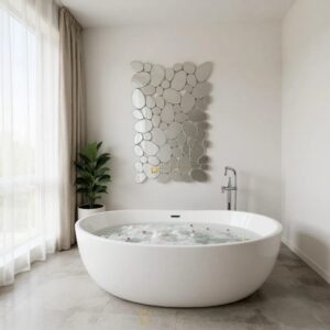 Dekorasi Cermin Dinding Modern Motif Batu DD 03001