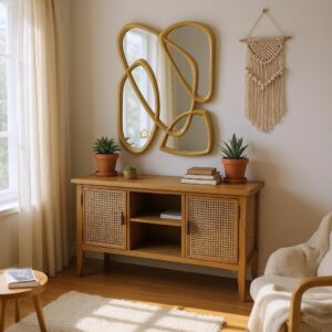 Cermin Dinding Dekorasi Gold 80 x 60 cm