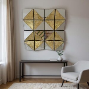 Cermin Dinding Dekorasi 3D Gold 120 x 120 cm