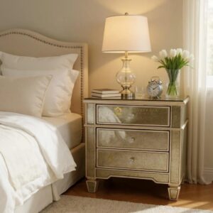 Nakas Cermin Gold 3 Laci Interiror Kamar Tidur Mewah MI 0204003