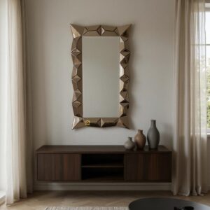 Cermin Dinding Persegi Panjang 3D Brown 150x80cm MI 0101008