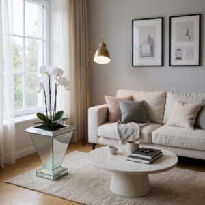 Vas Bunga Cermin Silver 50x50x79  cm