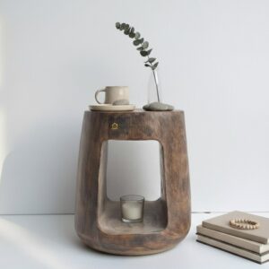 Meja Kayu Minimalis Bentuk Unik untuk Ruang Tamu dan Sudut Sofa MI 0202007