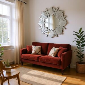 Cermin Dinding Bulat Motif Matahari 3D 100 x 100 cm MI 0101006