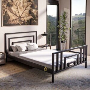 Tempat Tidur Minimalis Industrial Rangka Besi Hitam MI 0207004