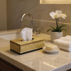 Tempat Tisu Hias Cermin Emas Minimalis MI 0301006