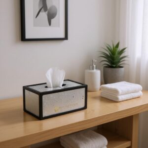 Tempat Tisu Cermin Silver dan Frame Hitam Elegan MI 0301005