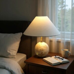 Lampu Meja Marmer Bulat Gaya Interior Modern MI 0402003