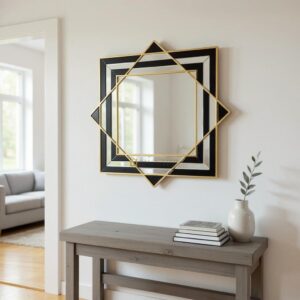 Cermin Dinding Modern List Hitam 120 x 120 cm MI 0101029